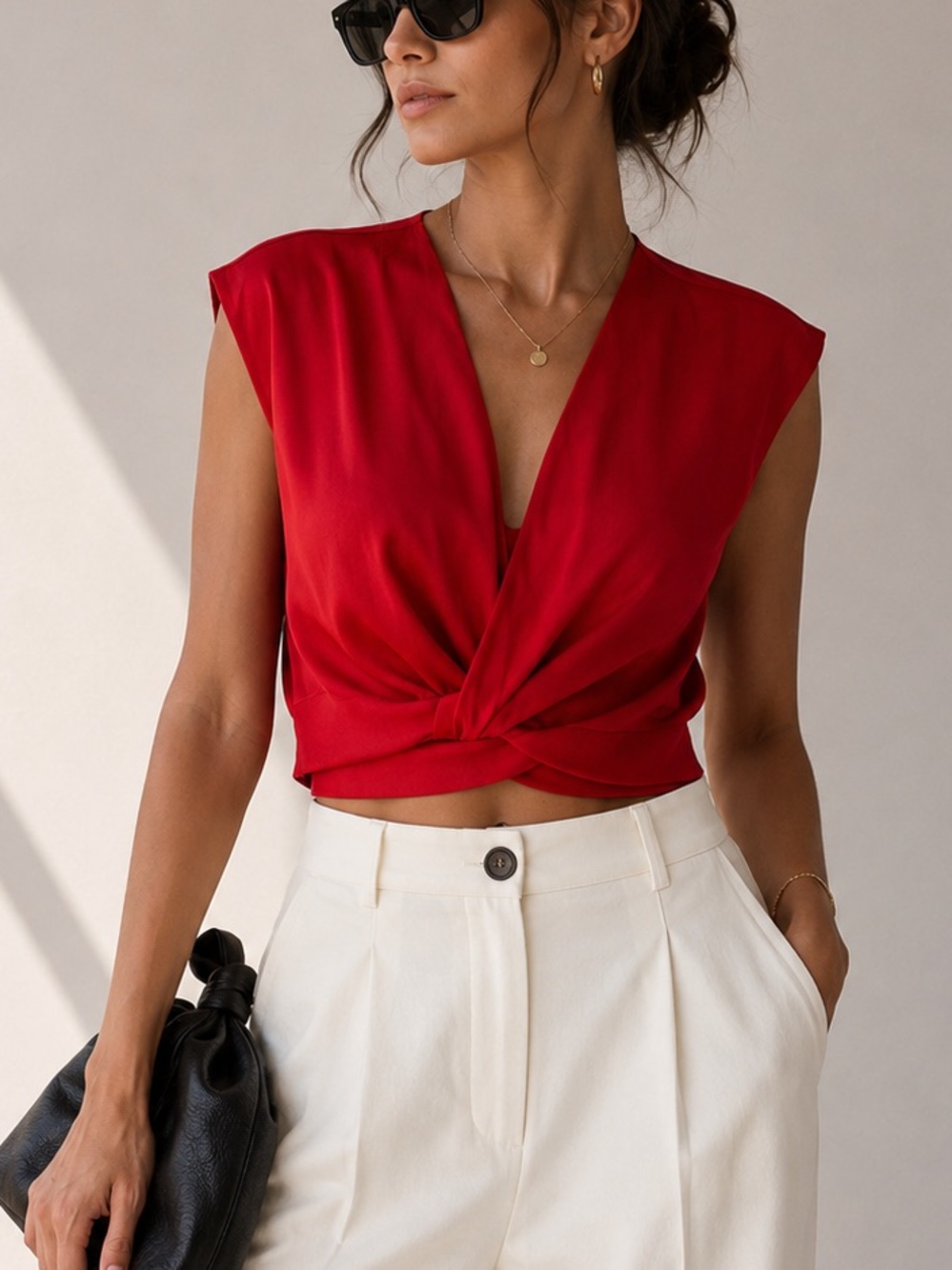 Zara red sleeveless blouse